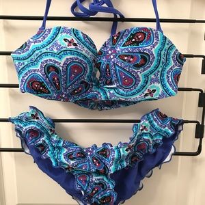 Hollister blue paisley bikini set